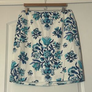 Talbots Blue Floral A-Line Skirt 14W
